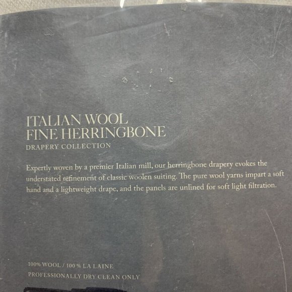 Restoration Hardware Italian Wool Herringbone Curtain Panel 96X100 Natural Ivory - Picture 4 of 10